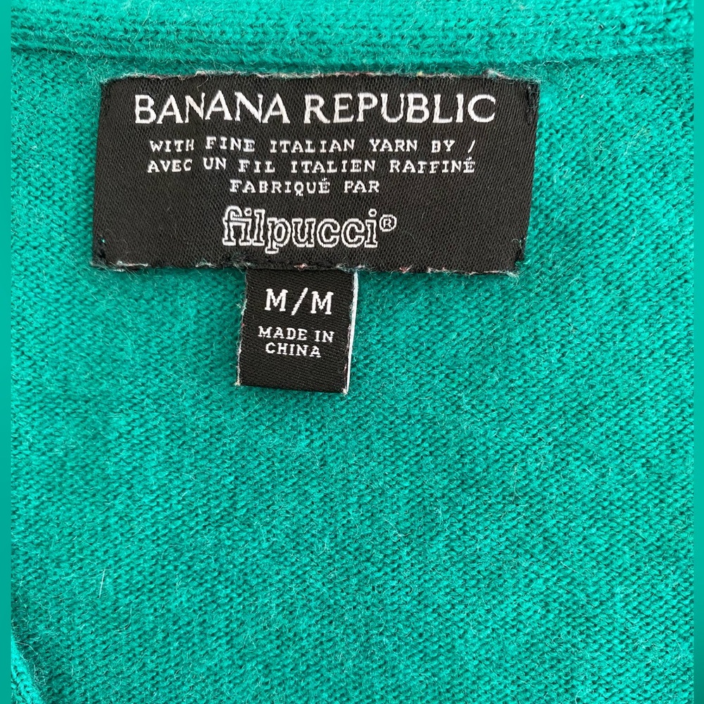 Banana Republic Green V-Neck Women's Sweater merino cashmere rayon blend size M - Picture 5 of 8